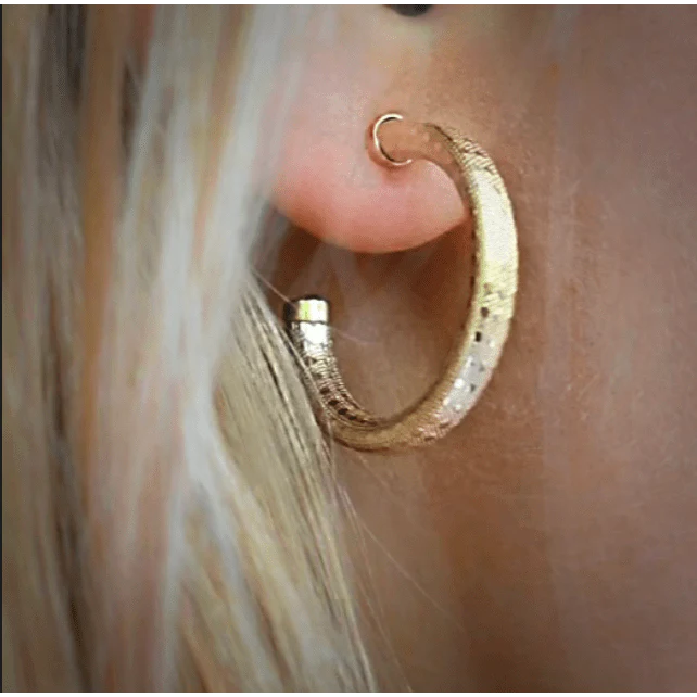 Erin Gray | Bali 14K Gold-Filled Patterned Post Hoops - 20mm