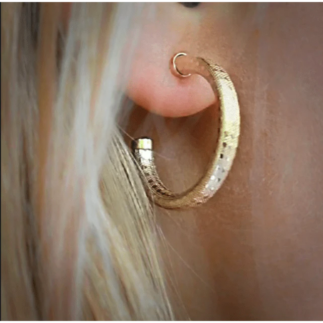 Erin Gray | Bali 14K Gold-Filled Patterned Post Hoops - 20mm