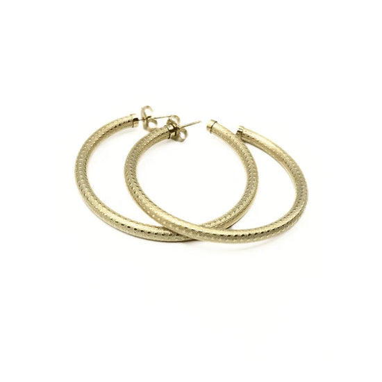 Erin Gray | Bali 14K Gold-Filled Patterned Post Hoops - 42mm