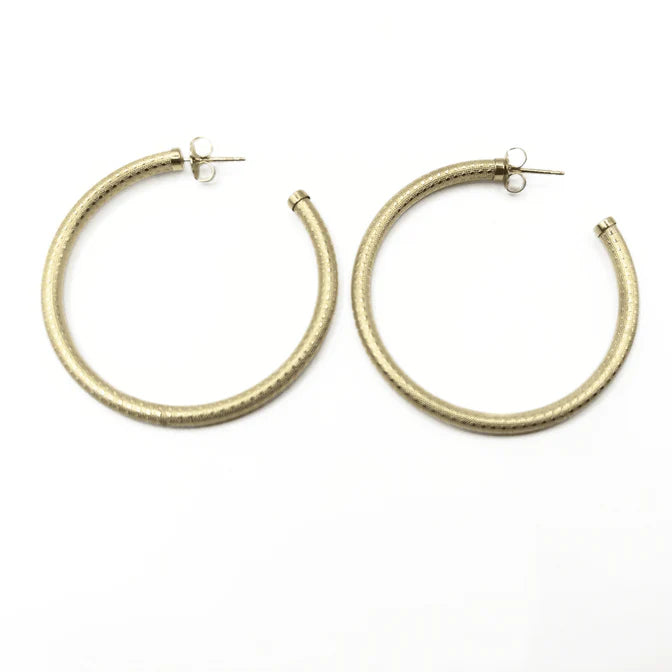 Erin Gray | Bali 14K Gold-Filled Patterned Post Hoops - 42mm