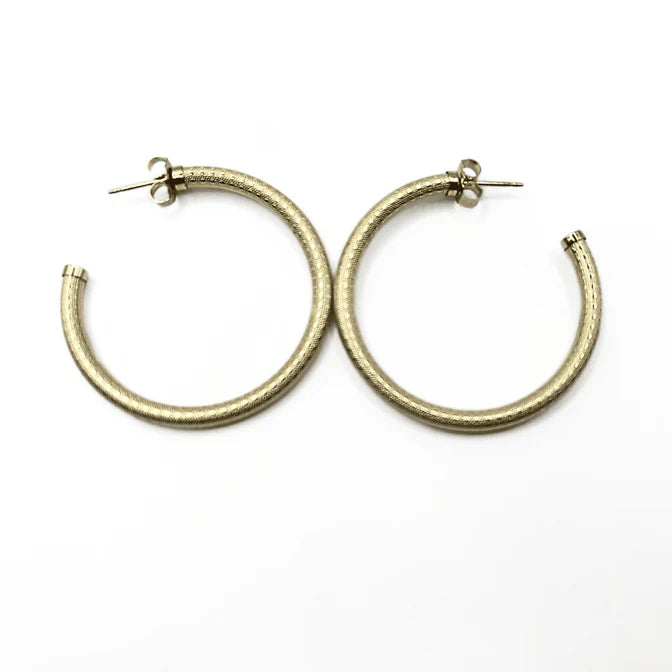 Erin Gray | Bali 14K Gold-Filled Patterned Post Hoops - 34mm