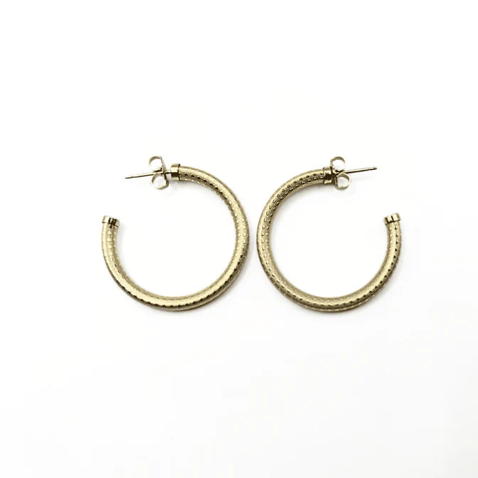 Erin Gray | Bali 14K Gold-Filled Patterned Post Hoops - 27mm