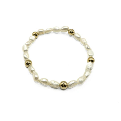 Erin Gray | Baroque Pearl Statement Bracelet with 6mm 14k Gold-Filled Beads