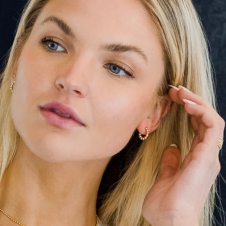 Erin Gray | 8mm Beaded Hoop Post Earring - Gold Filled