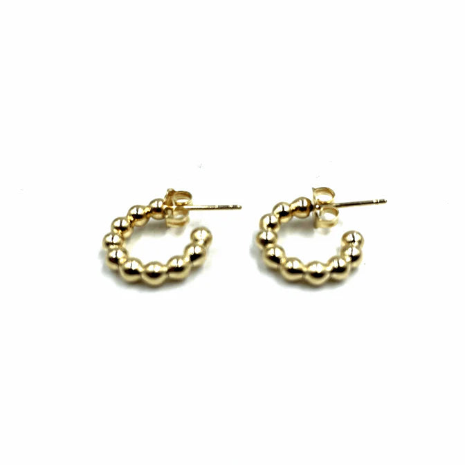 Erin Gray | 8mm Beaded Hoop Post Earring - Gold Filled