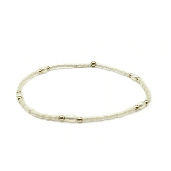 Erin Gray | Game Day Gold-Filled & Natural Rice Pearls Bracelet - White