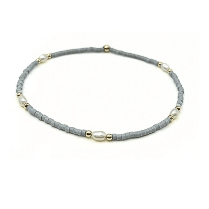 Erin Gray | Game Day Gold-Filled & Natural Rice Pearls Bracelet - Grey