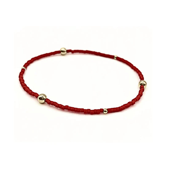 Erin Gray | Game Day Gold-Filled & Seed Bead Bracelet - Red