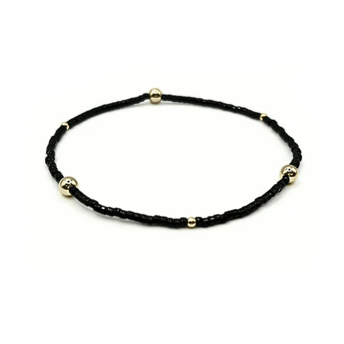 Erin Gray | Game Day Gold-Filled & Seed Bead Bracelet - Black