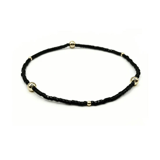 Erin Gray | Game Day Gold-Filled & Seed Bead Bracelet - Black