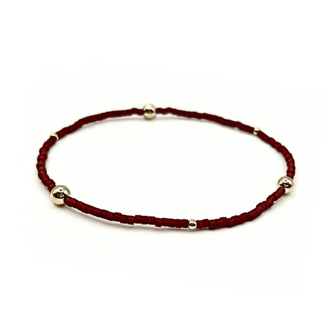 Erin Gray | Game Day Gold-Filled & Seed Bead Bracelet - Crimson