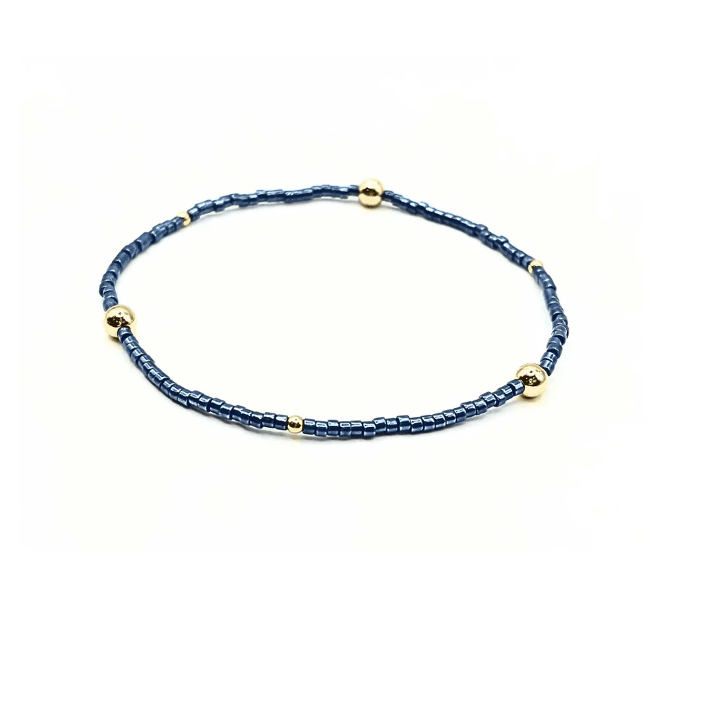Erin Gray | Game Day Gold-Filled & Seed Bead Bracelet - Navy