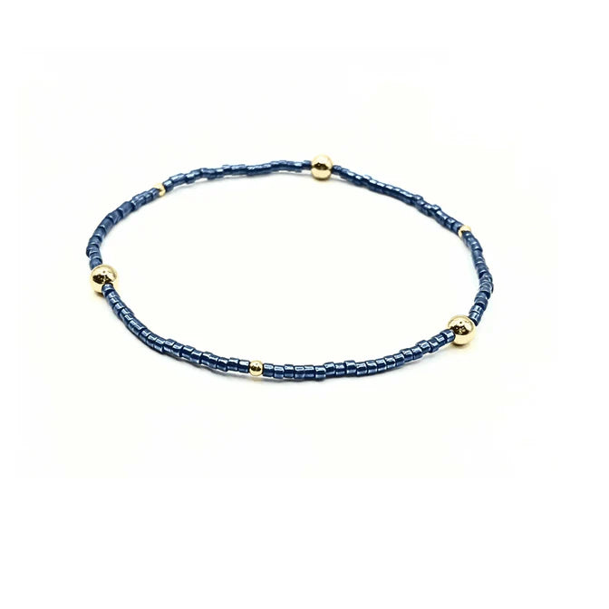 Erin Gray | Game Day Gold-Filled & Seed Bead Bracelet - Blue