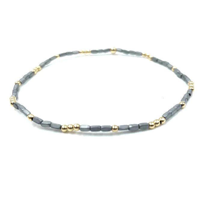 Erin Gray | 2MM Harbor Gray And Gold Filled Bead Bracelet