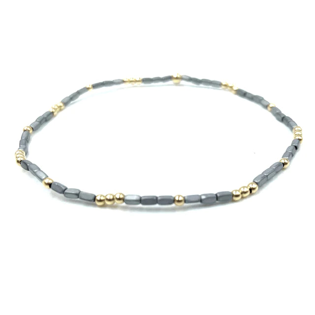 Erin Gray | 2MM Harbor Gray And Gold Filled Bead Bracelet