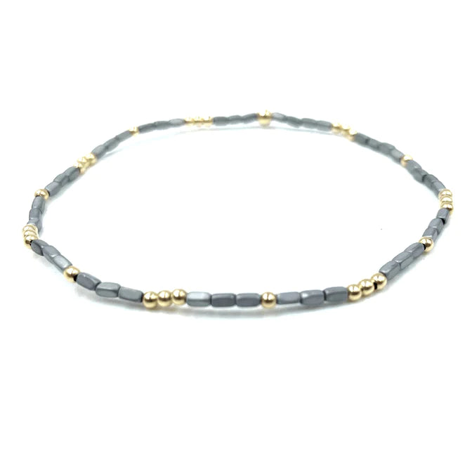Erin Gray 2MM Harbor Gray And Gold Filled Bead Bracelet