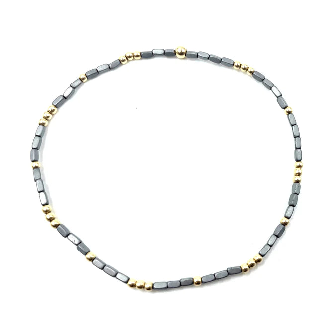 Erin Gray | 2MM Harbor Gray And Gold Filled Bead Bracelet