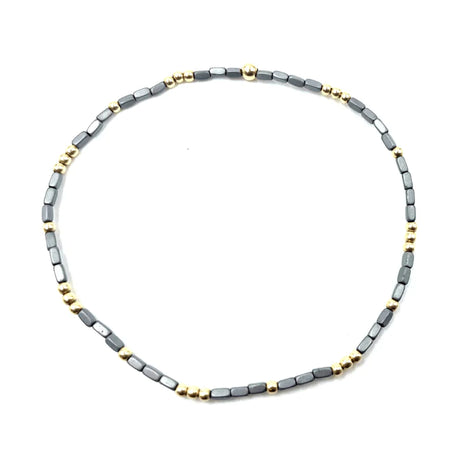 Erin Gray | 2MM Harbor Gray And Gold Filled Bead Bracelet