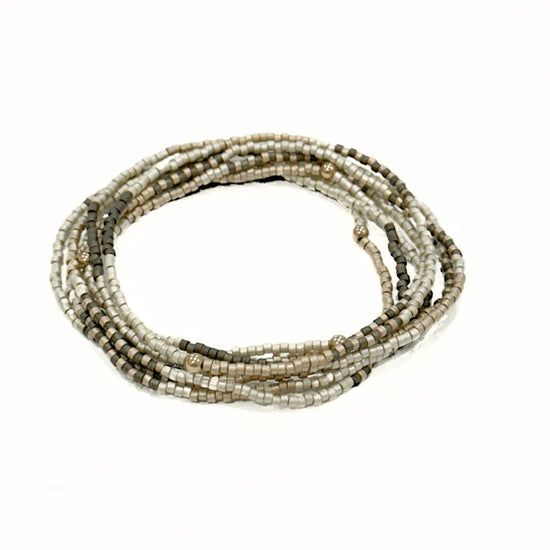 Erin Gray | Maui Beaded 7 Stack Bracelets - Golden, Champagne & Graphite