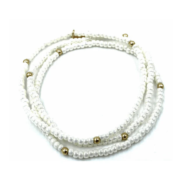 Erin Gray | OG Classic Bracelet Stack in Pearl White & Gold Filled