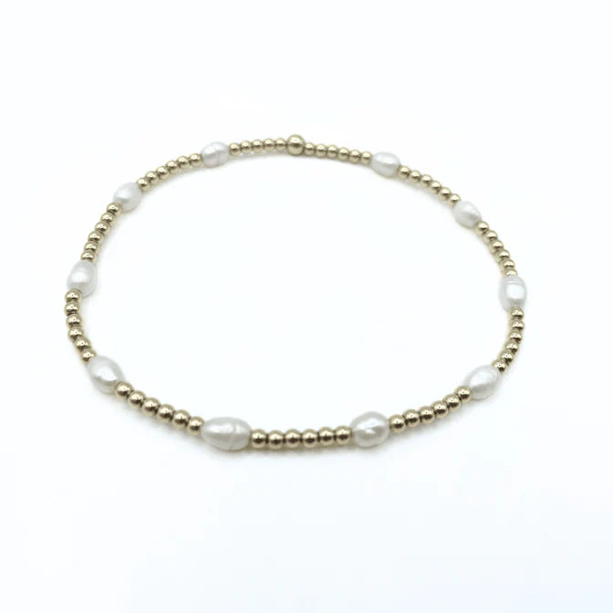 Erin Gray | Petite Patterned Rice Pearl Bracelet with 14k Gold-Filled Beads