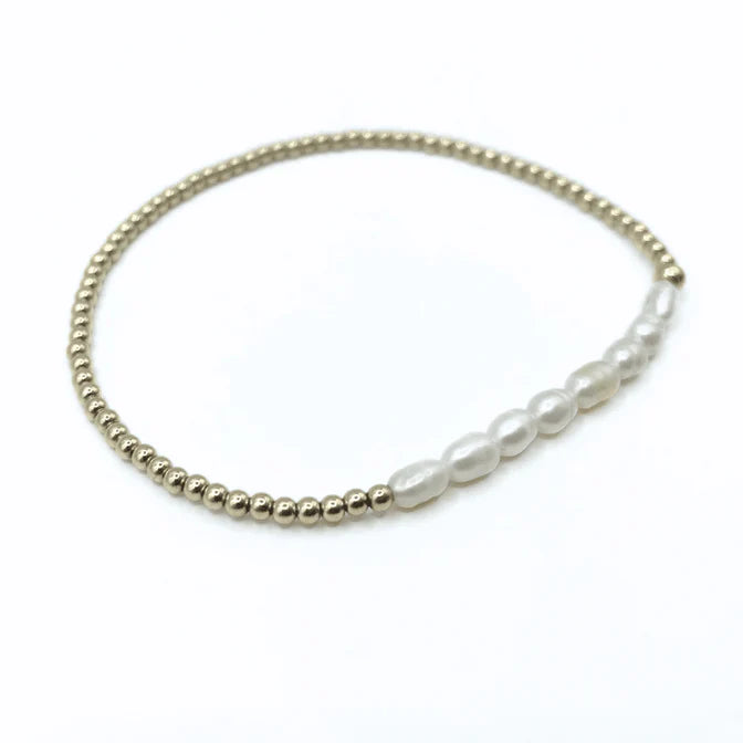 Erin Gray | Petite Row Rice Pearl Bracelet with 14k Gold-Filled Beads