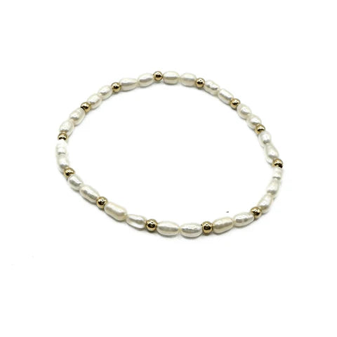 Erin Gray | Rice Pearl Bracelet with 3mm 14k Gold-Filled Beads