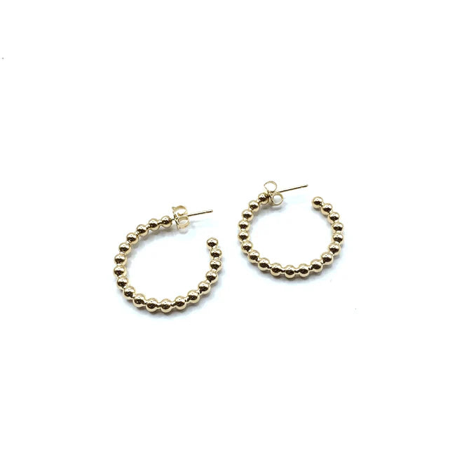 Erin Gray | 18mm Beaded Hoop Post Earring - Gold Filled