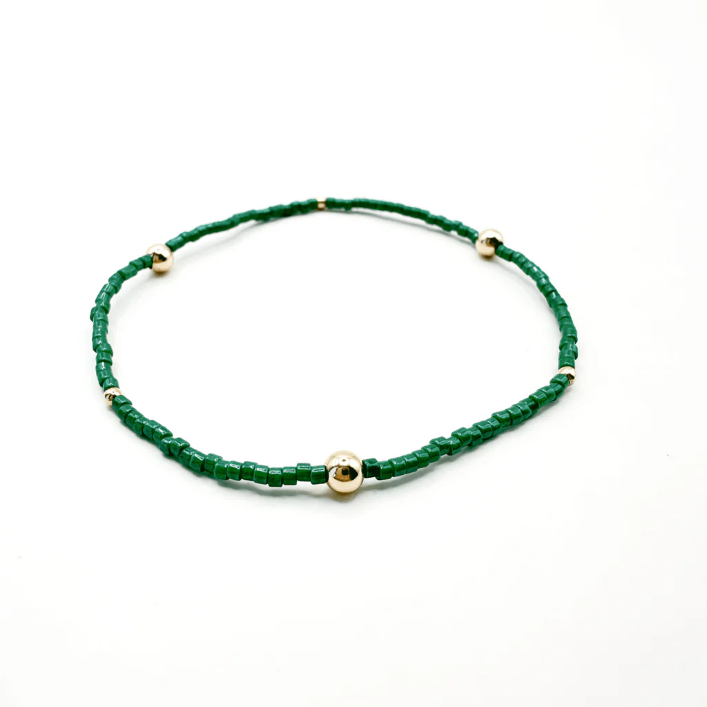 Erin Gray | Game Day Gold-Filled & Seed Bead Bracelet - Green