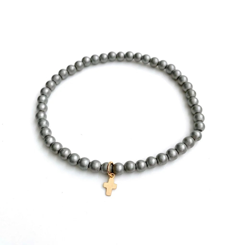 Erin Gray | Luxe Cross Bracelet in Light Gray