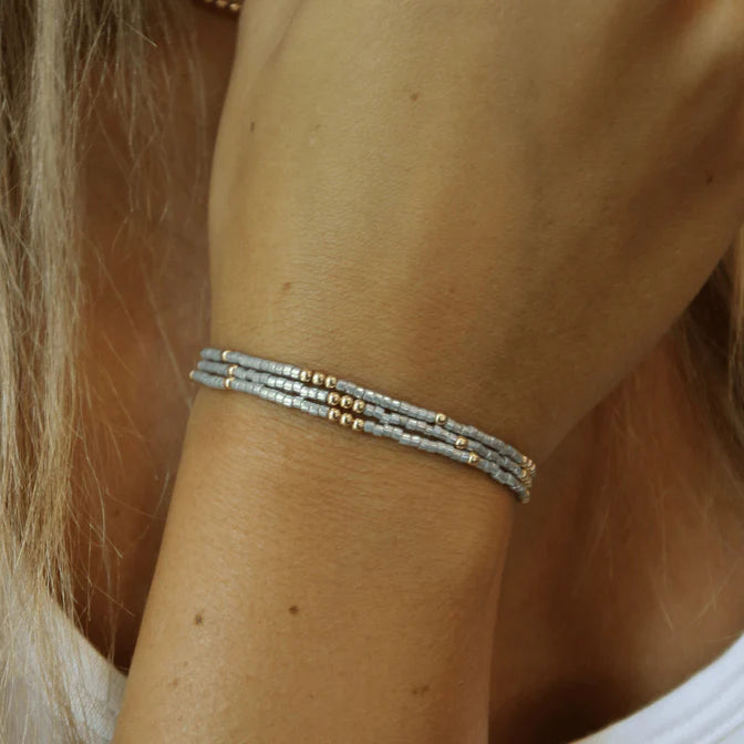 Erin Gray | 2mm Newport Silver + Gold Filled Waterproof Bracelet