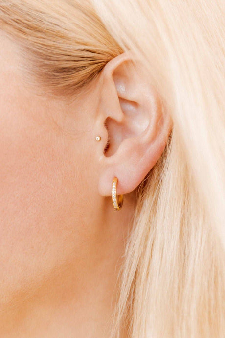 LINNY CO | Huggie Earrings - Scarlett Hoop Gold 12mm CZ
