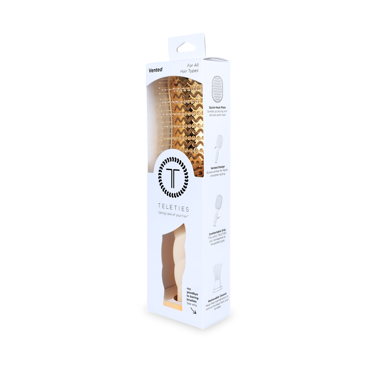Teleties | Vented Hair Brush | Tan