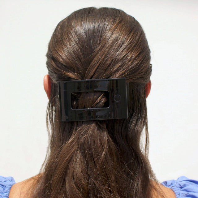 Teleties |  Flat Rectangle Hair Clip | Medium | Jet Black