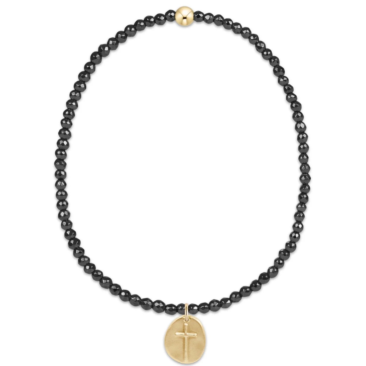 Enewton |  Faceted Hematite 2mm bead bracelet - Inspire small gold charm