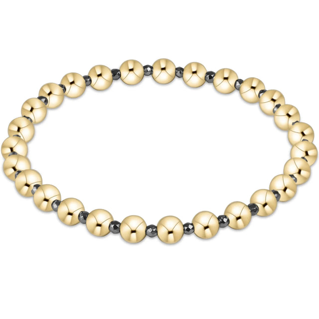 Enewton | Silver Faceted Hematite Grateful Pattern 5mm bead bracelet