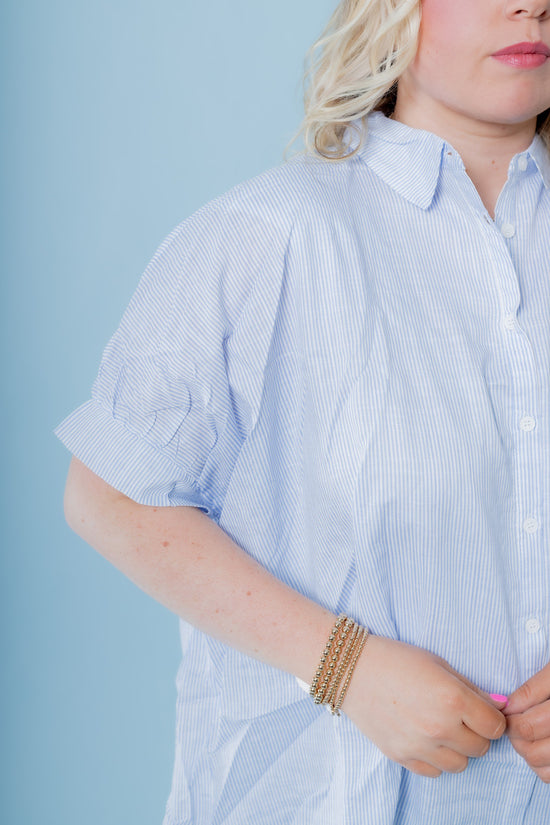 Load image into Gallery viewer, The Elizabeth Striped Button Down Top

