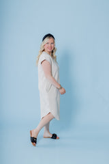 The Textured Round Hem Midi Dress (Final Sale)