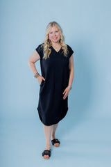 The Textured Round Hem Midi Dress (Final Sale)