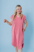 The Textured Round Hem Midi Dress (Final Sale)