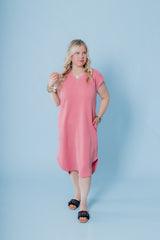 The Textured Round Hem Midi Dress (Final Sale)