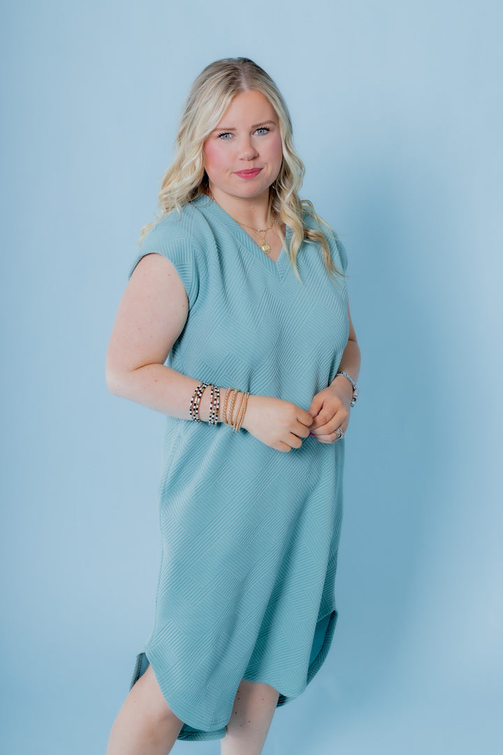 The Textured Round Hem Midi Dress (Final Sale)