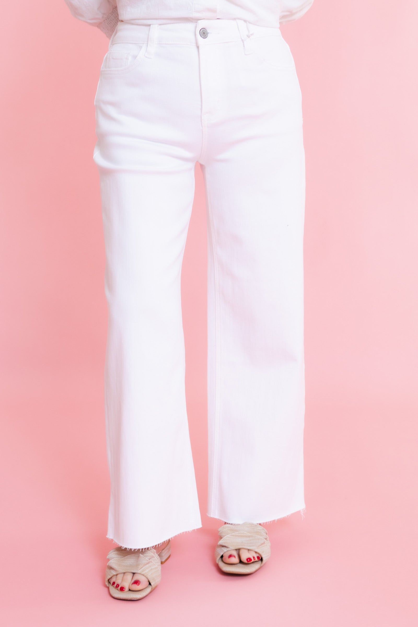 Vervet | High Rise Optic White Crop Wide Leg Jeans