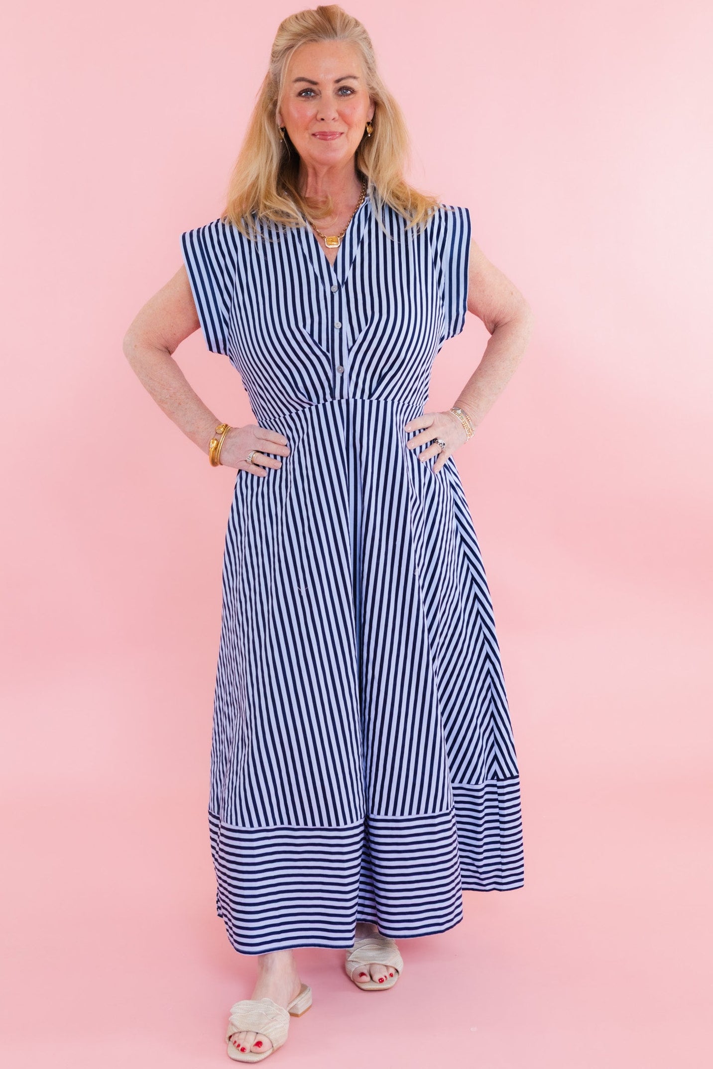 Blue Harbor Striped Cotton Midi