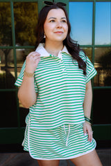 Striped Knit Drawstring Skort Set