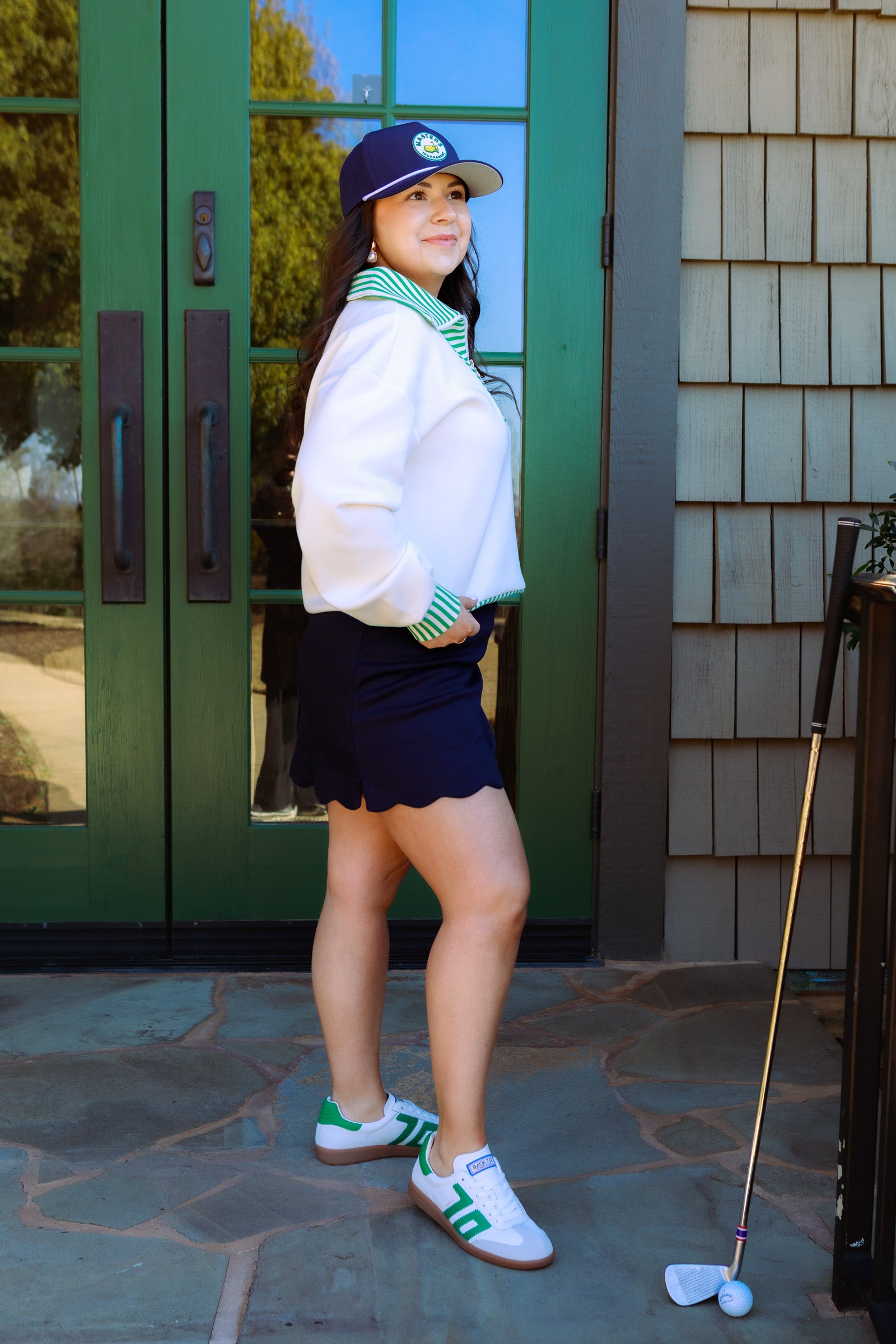 Scalloped Hem Stretch Mini Skort
