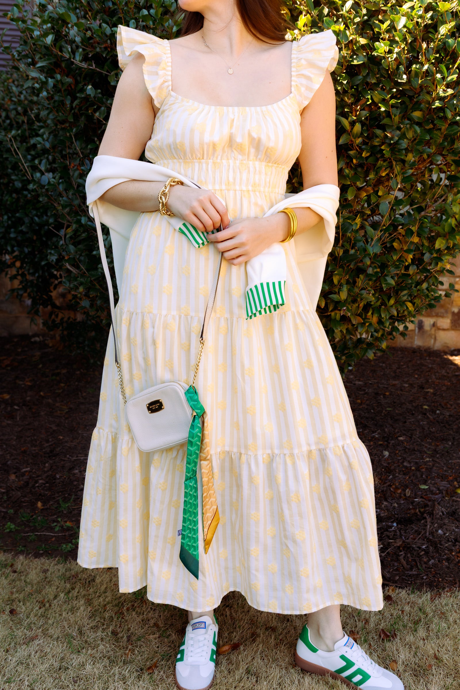 The Lemon Striped Midi Dress