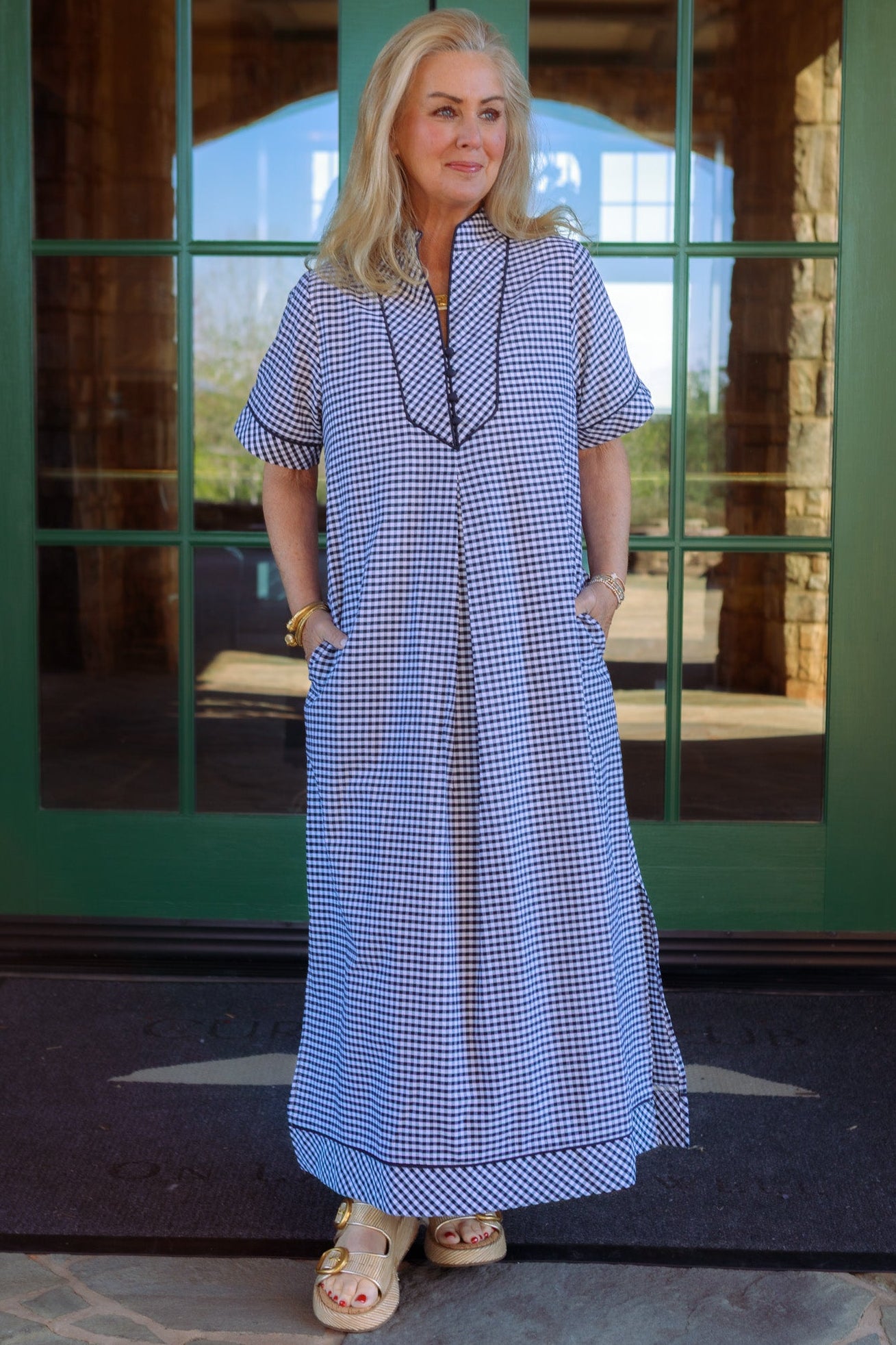 Harbor Lane Gingham Midi Dress