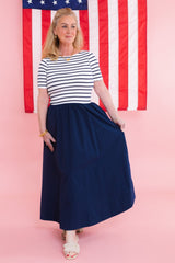 The Sail Away Striped Midi Dress