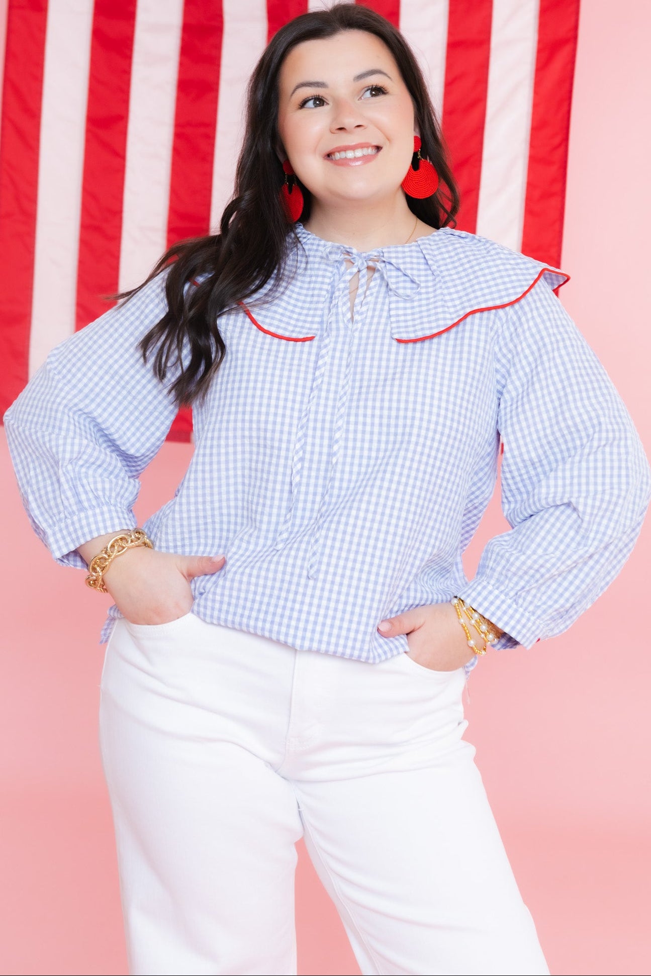The Gingham Peasant Top